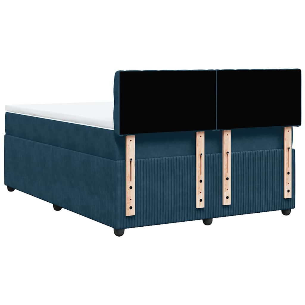 Krevet box spring s madracem plavi 160 x 200 cm baršunasti