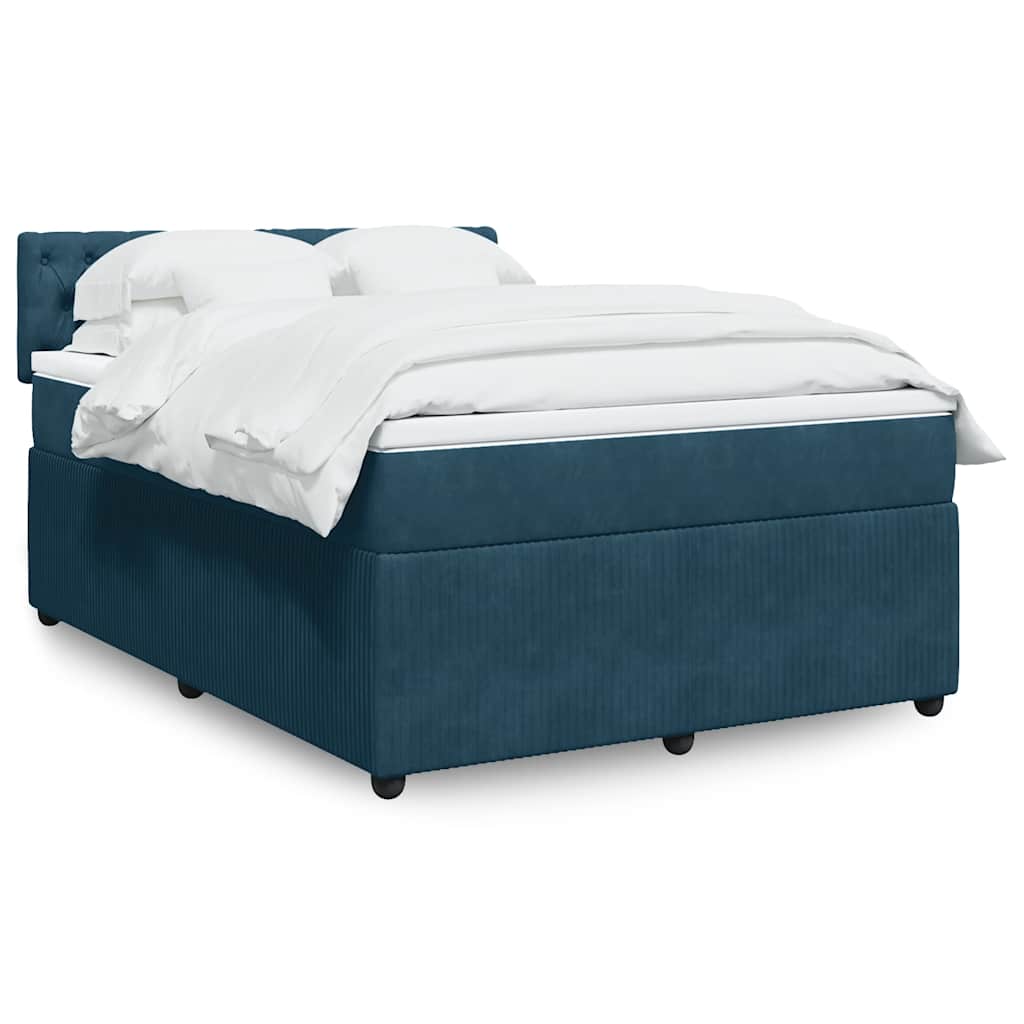 Krevet box spring s madracem plavi 160 x 200 cm baršunasti