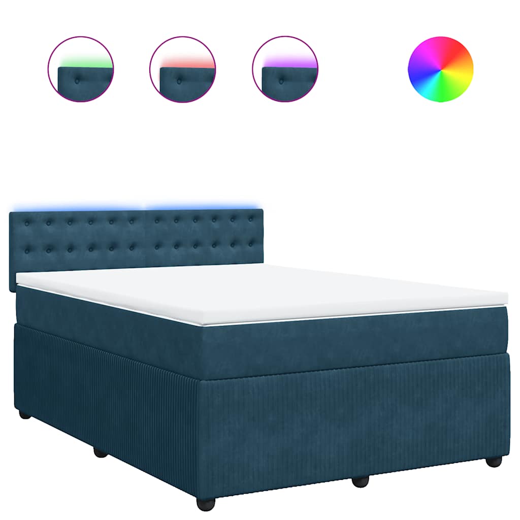 Krevet box spring s madracem plavi 160 x 200 cm baršunasti