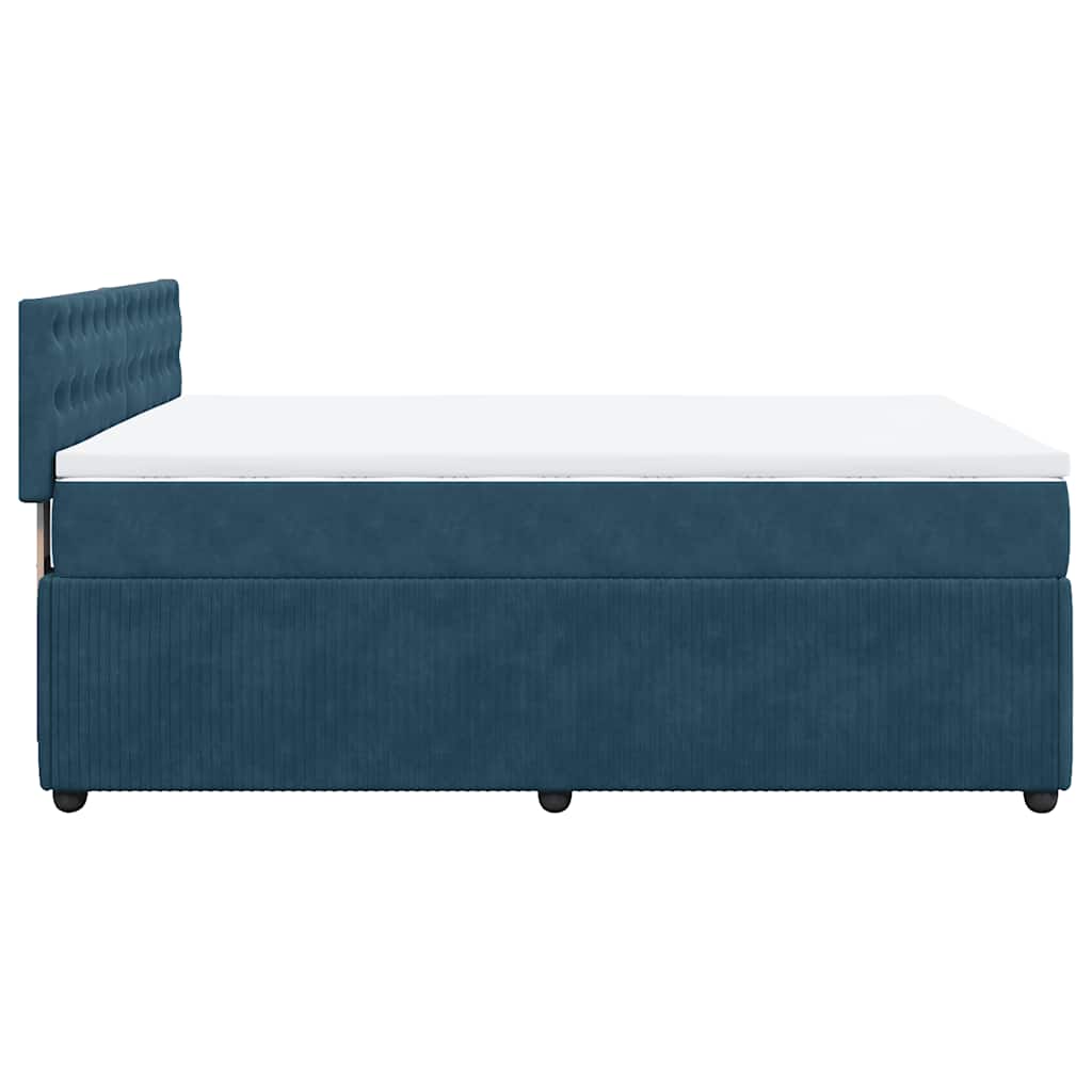 Krevet box spring s madracem plavi 160 x 200 cm baršunasti