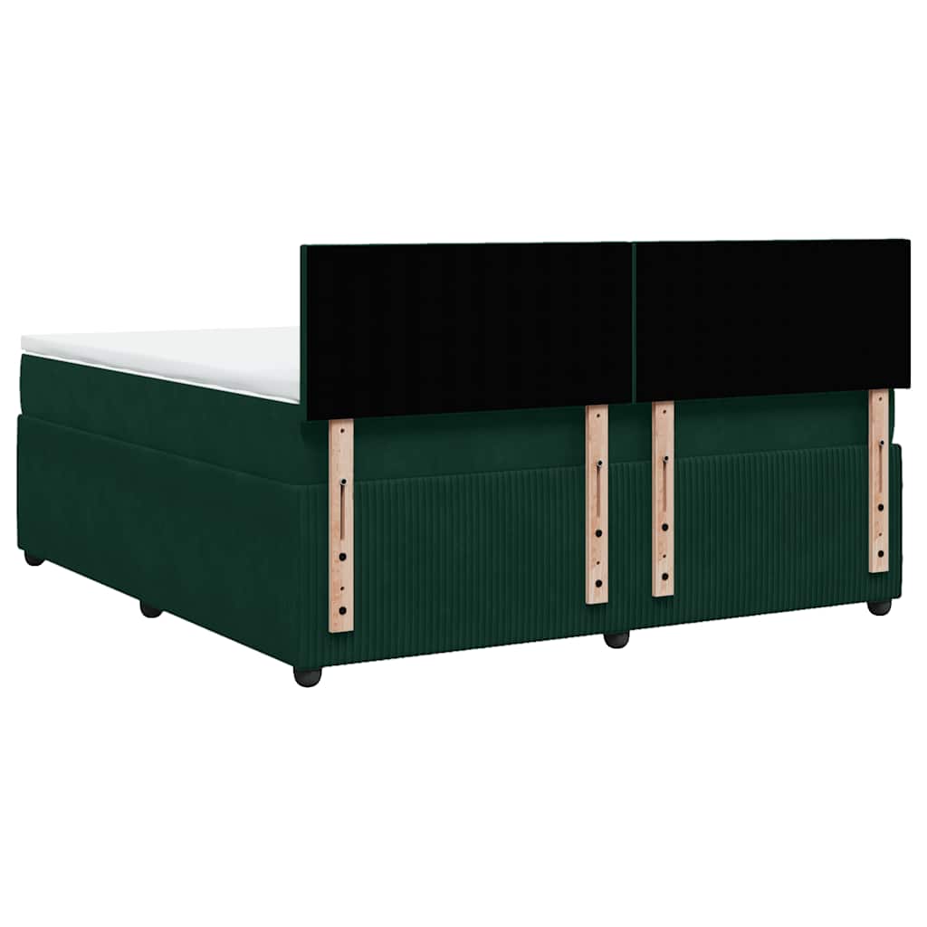 Krevet s oprugama i madracem tamnozeleni 180x200 cm baršunasti