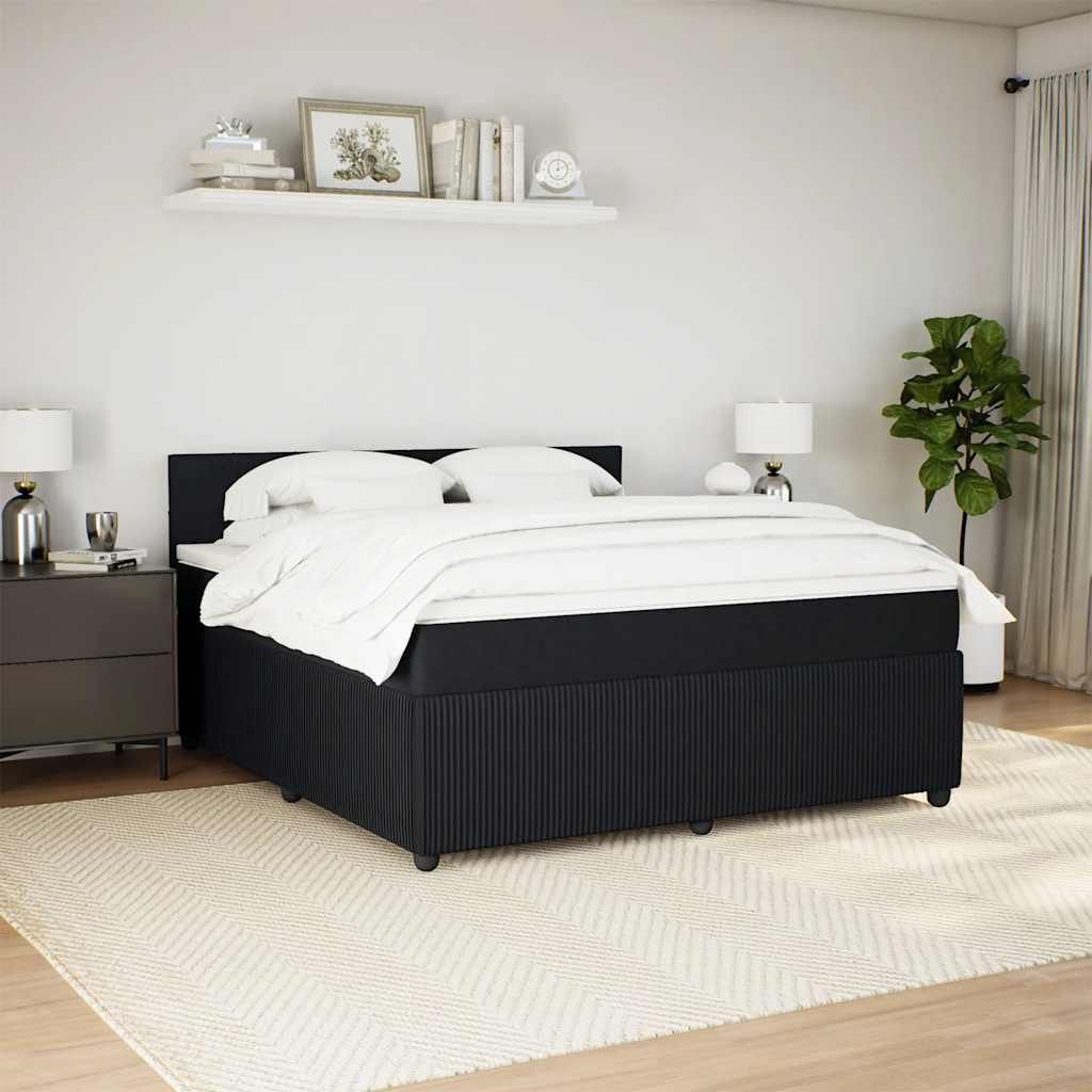 Krevet s oprugama i madracem crni 180x200 cm baršunasti