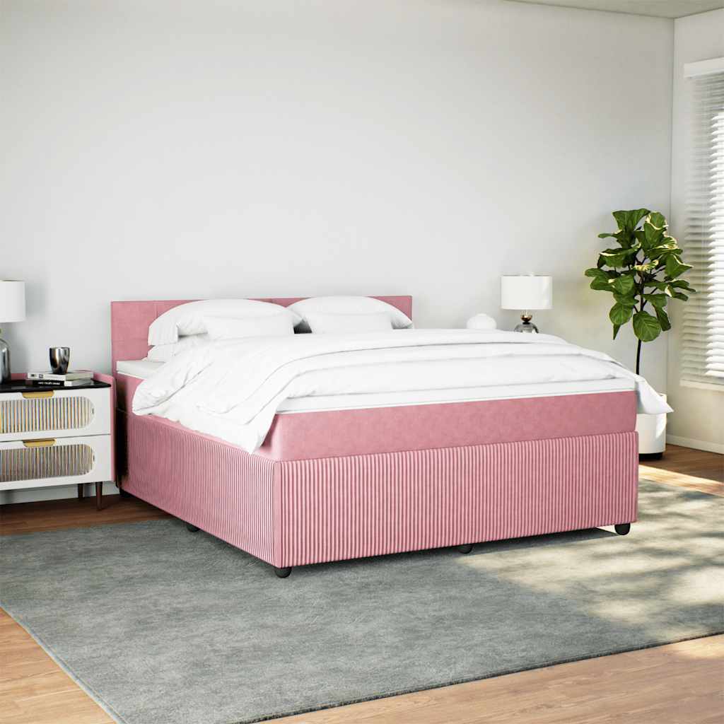 Krevet s oprugama i madracem ružičasti 180x200 cm baršunasti