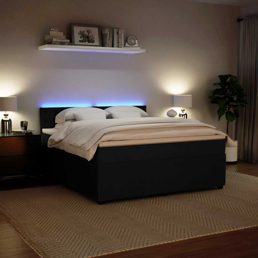 Krevet s oprugama i madracem crni 180x200 cm baršunasti
