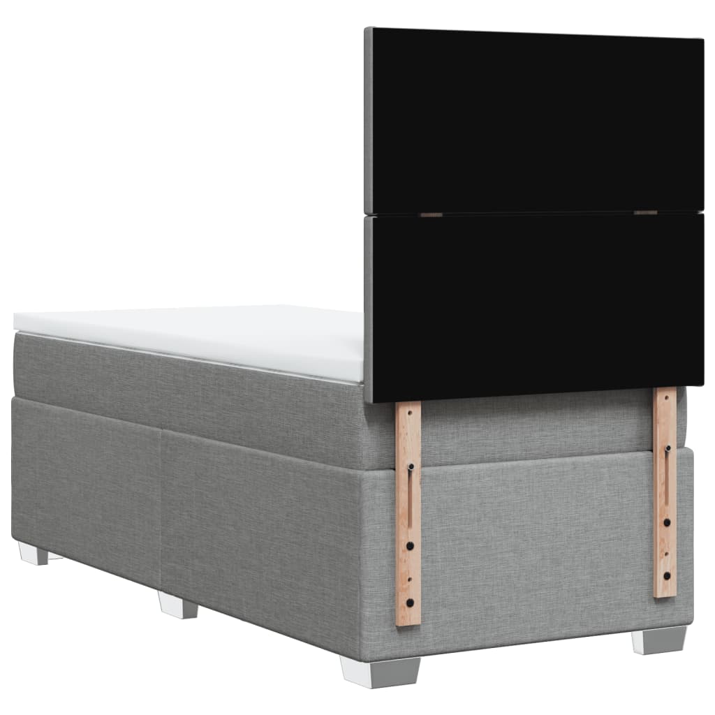 Box spring krevet s madracem svjetlosivi 90x190 cm od tkanine