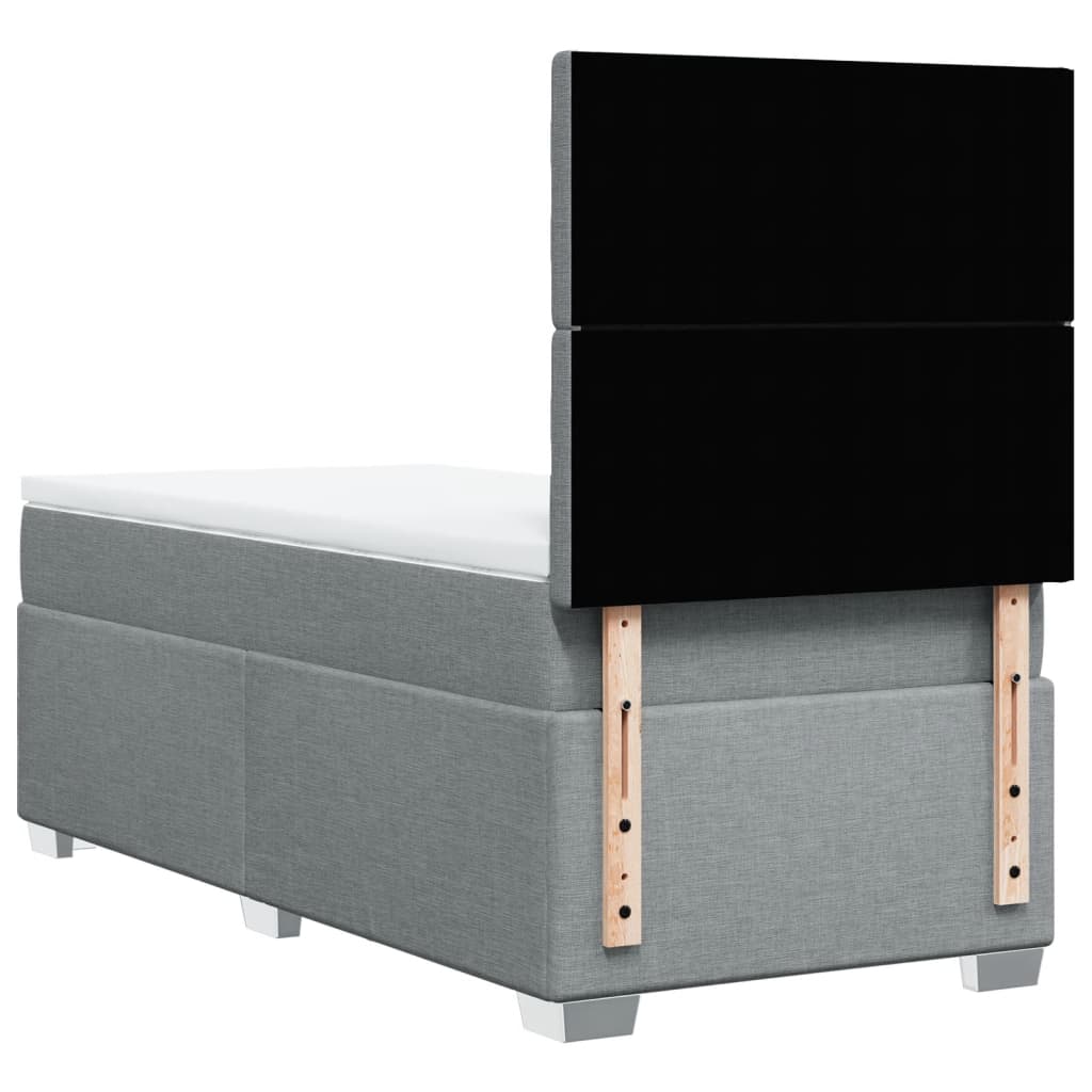 Box spring krevet s madracem svjetlosivi 90x190 cm od tkanine