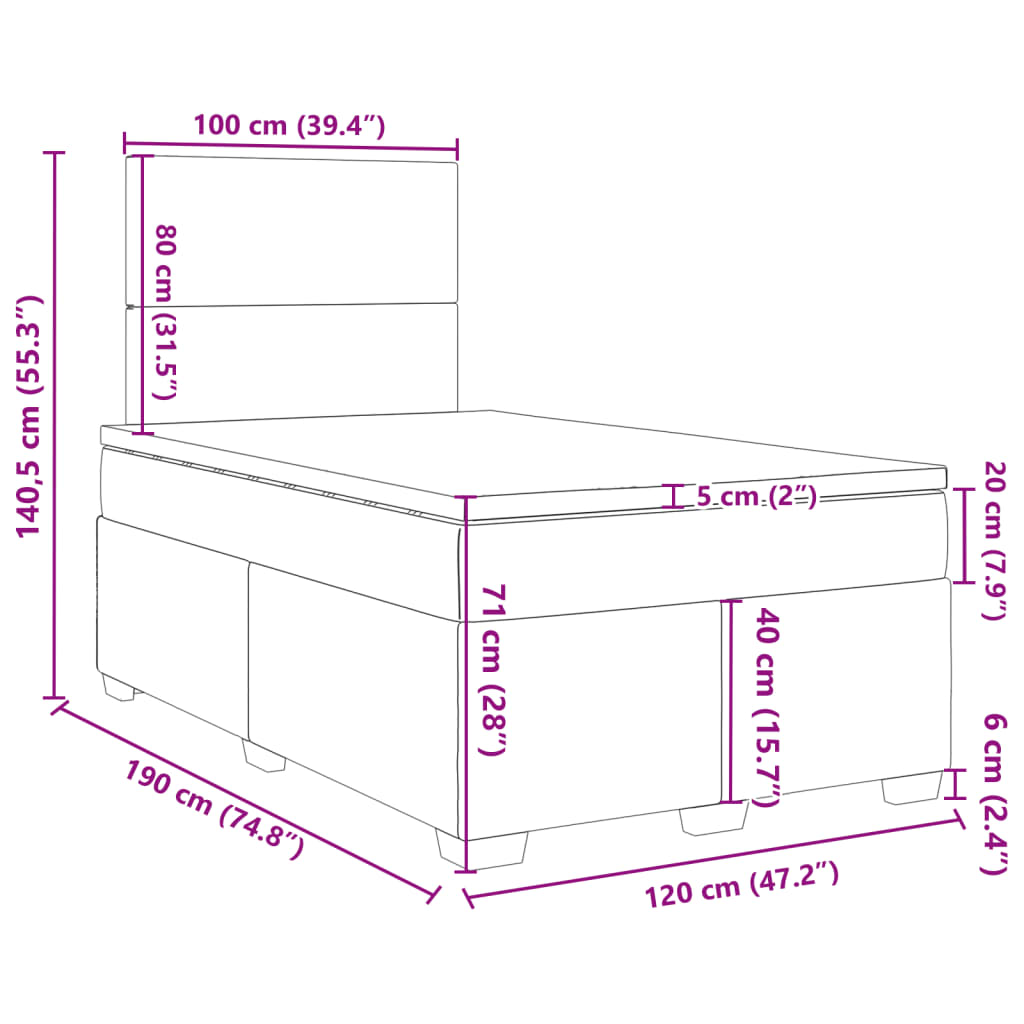 Krevet box spring s madracem krem 120 x 190 cm od tkanine