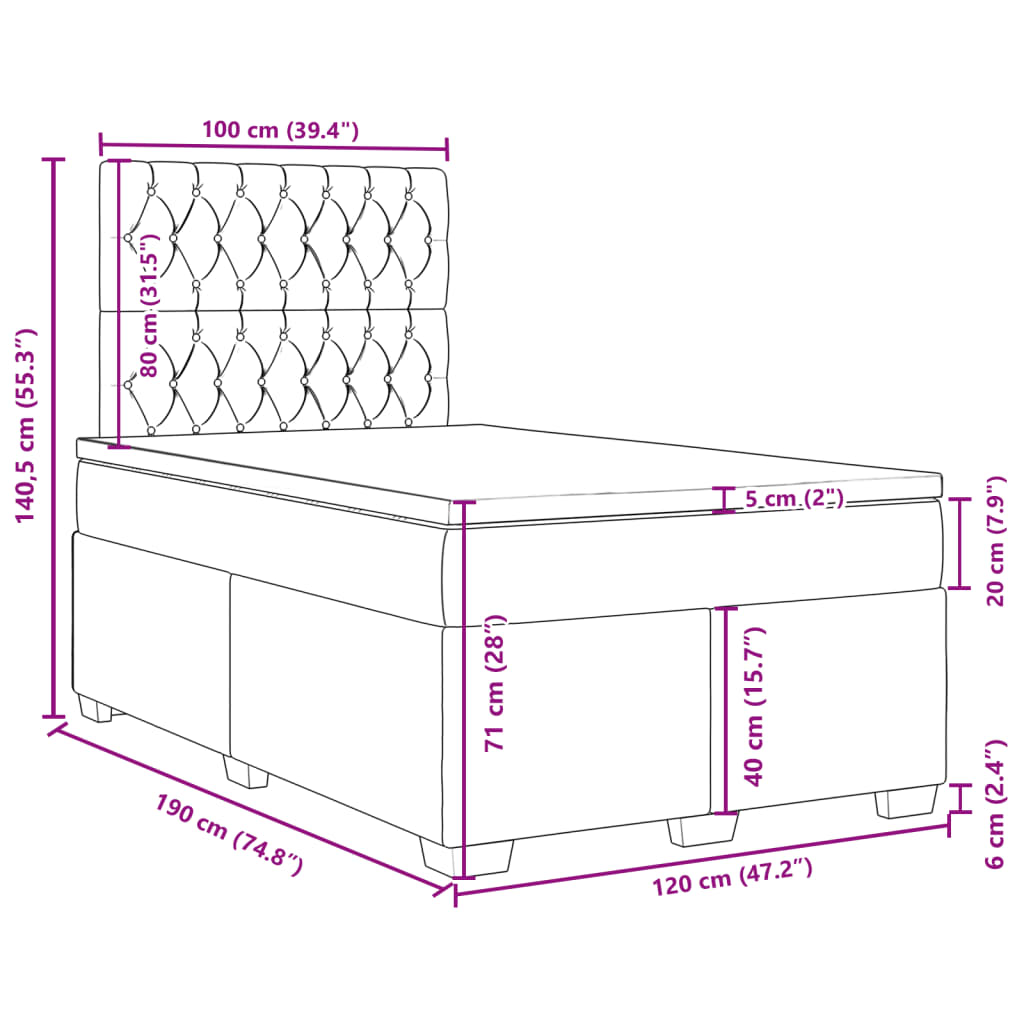 Krevet box spring s madracem krem 120 x 190 cm od tkanine