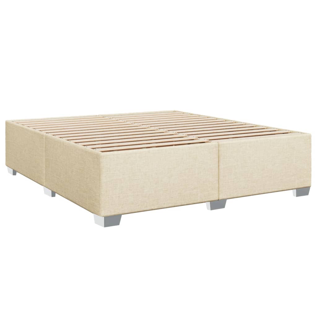 Krevet s oprugama i madracem krem 200 x 200 cm od tkanine
