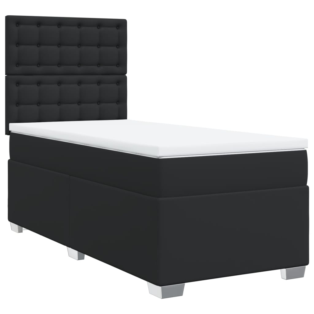 Krevet s oprugama i madracem crni 90x190 cm od umjetne kože