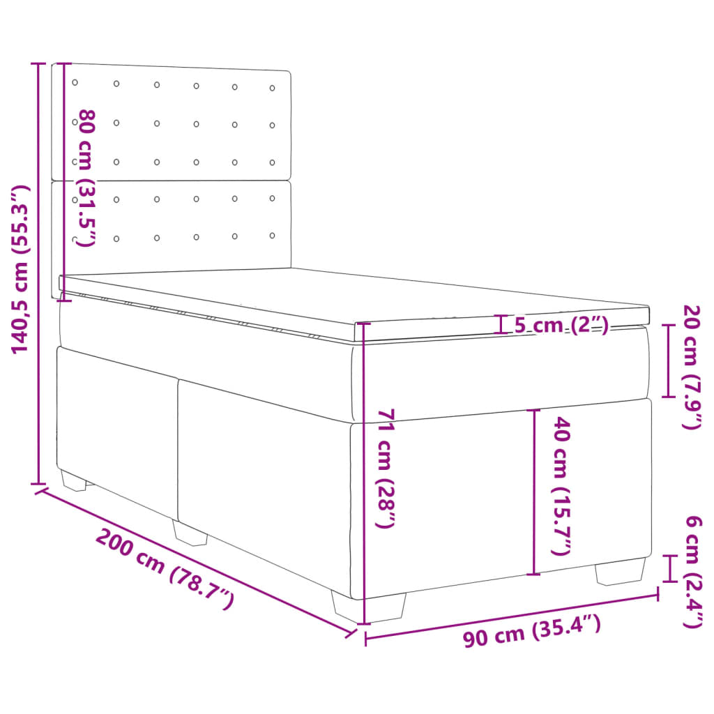Krevet s oprugama i madrac cappuccino 90x200 cm od umjetne kože