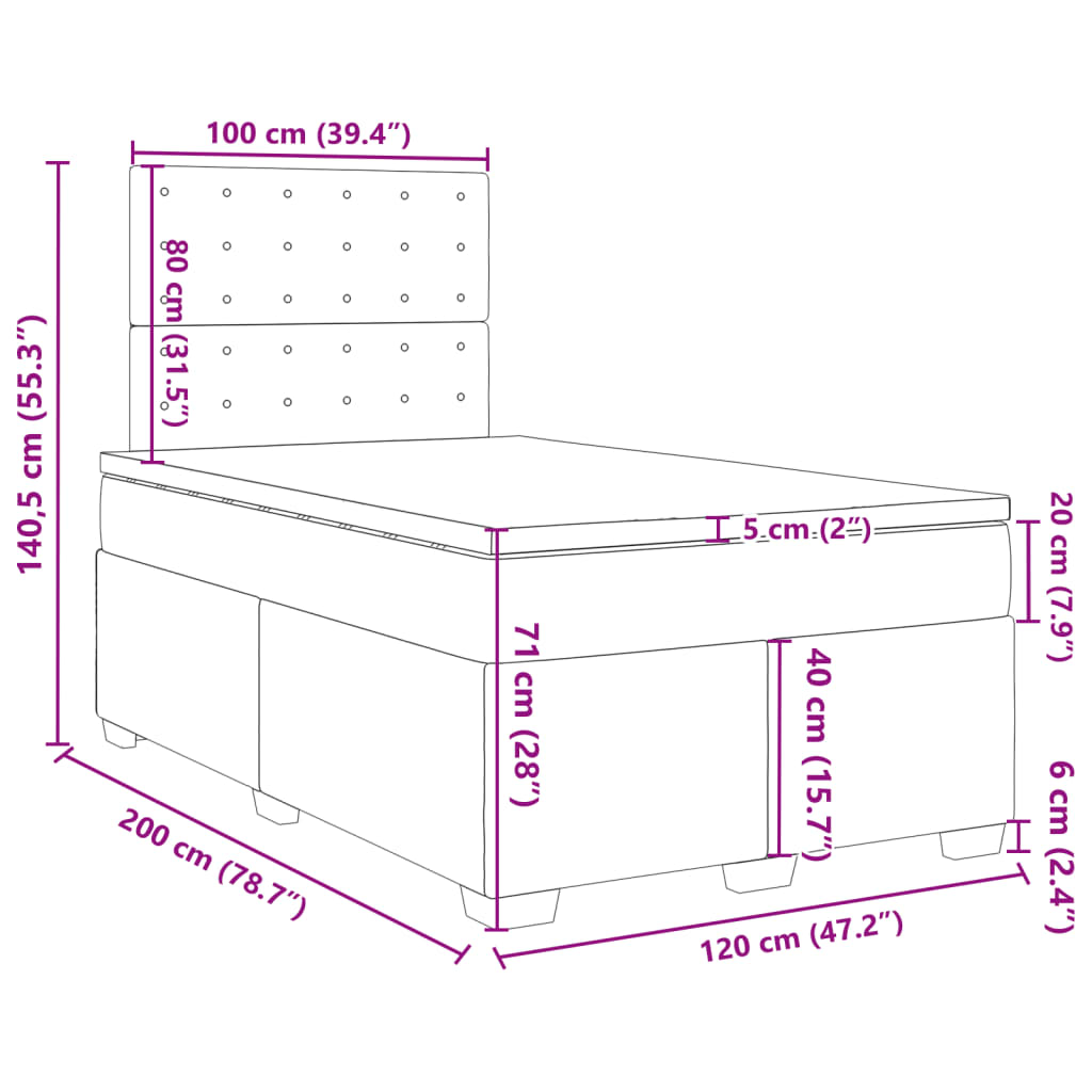 Krevet s oprugama i madracem sivi 120x200 cm od umjetne kože