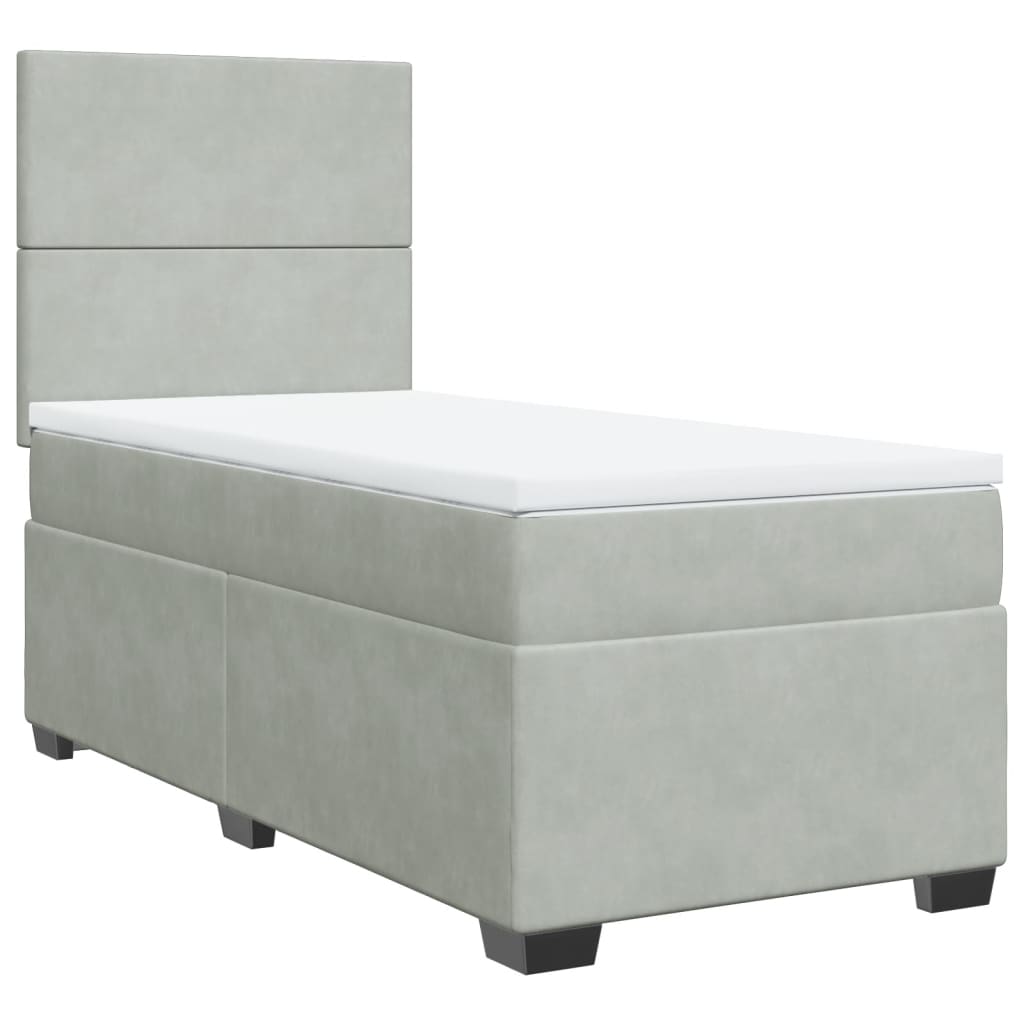 Box spring krevet s madracem svjetlosivi 80 x 200 cm baršunasti