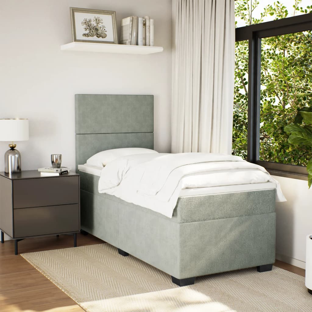 Box spring krevet s madracem svjetlosivi 80 x 200 cm baršunasti