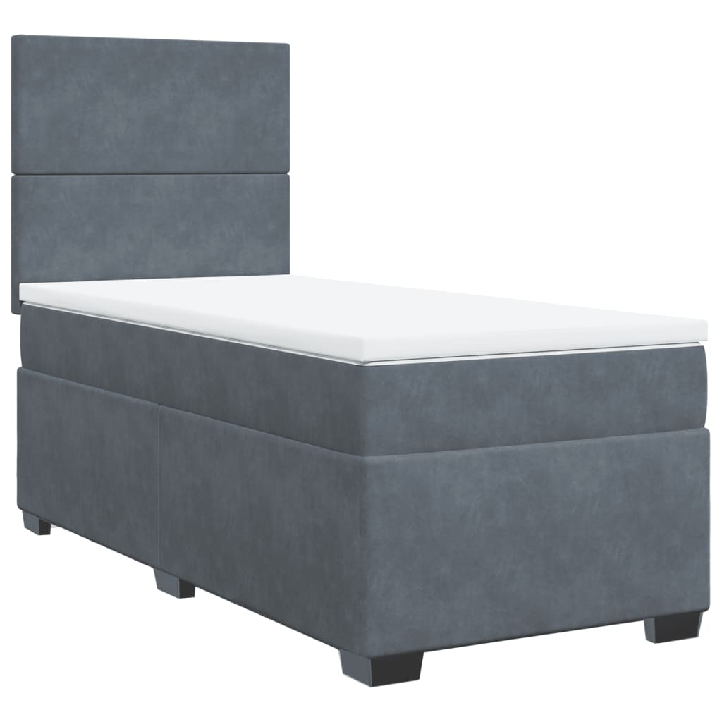 Box spring krevet s madracem tamnosivi 80 x 200 cm baršunasti