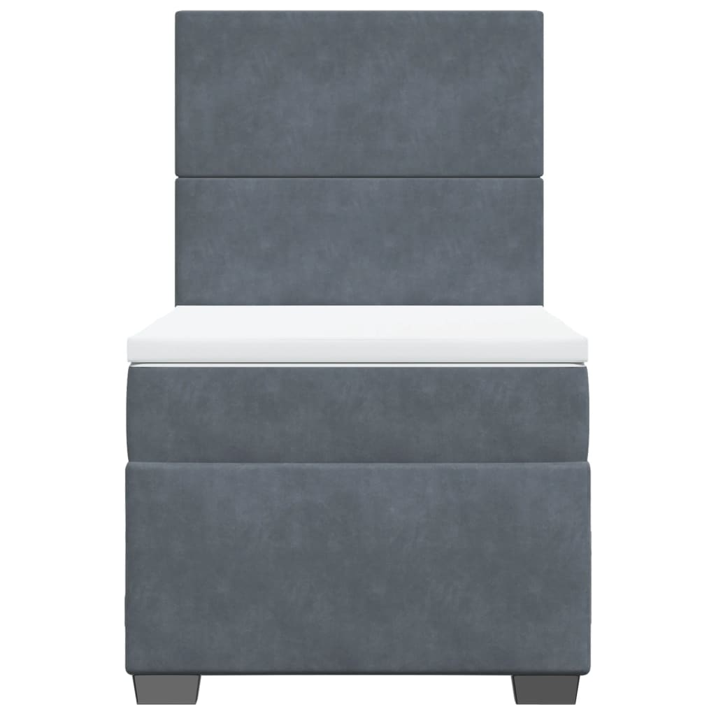 Box spring krevet s madracem tamnosivi 80 x 200 cm baršunasti