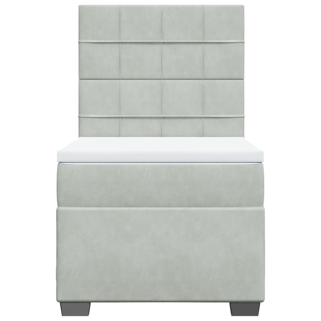 Box spring krevet s madracem svjetlosivi 80 x 200 cm baršunasti
