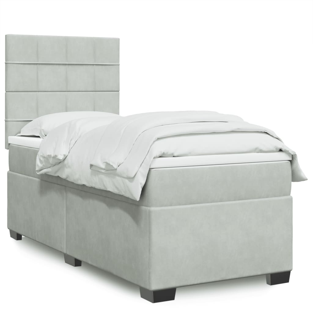 Box spring krevet s madracem svjetlosivi 80 x 200 cm baršunasti
