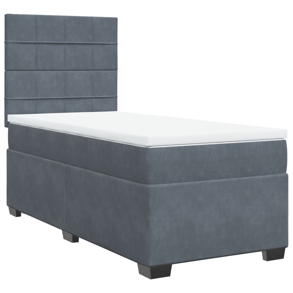 Box spring krevet s madracem tamnosivi 80 x 200 cm baršunasti