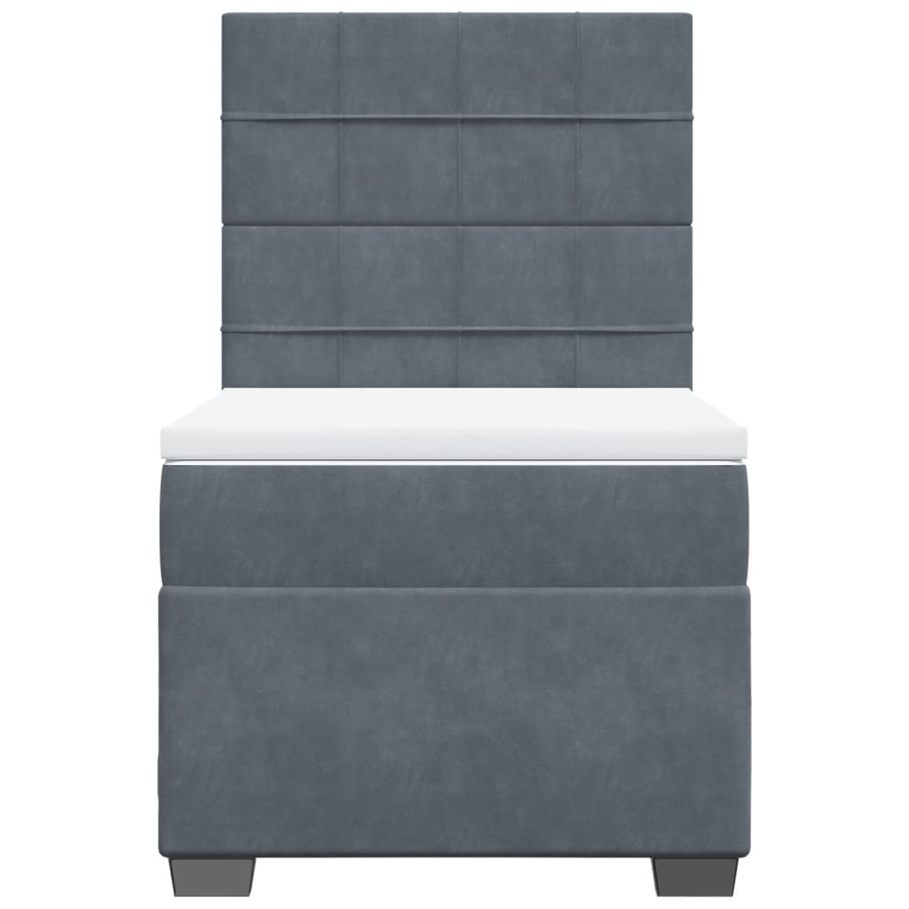 Box spring krevet s madracem tamnosivi 80 x 200 cm baršunasti