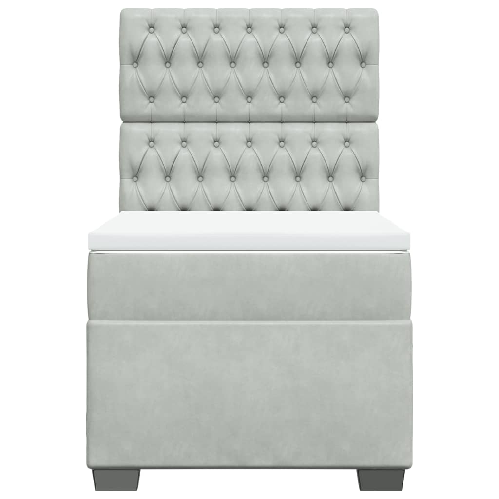 Box spring krevet s madracem svjetlosivi 80 x 200 cm baršunasti
