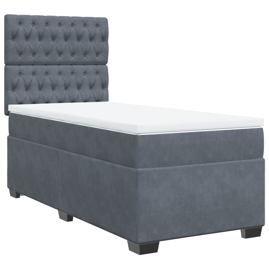 Box spring krevet s madracem tamnosivi 80 x 200 cm baršunasti