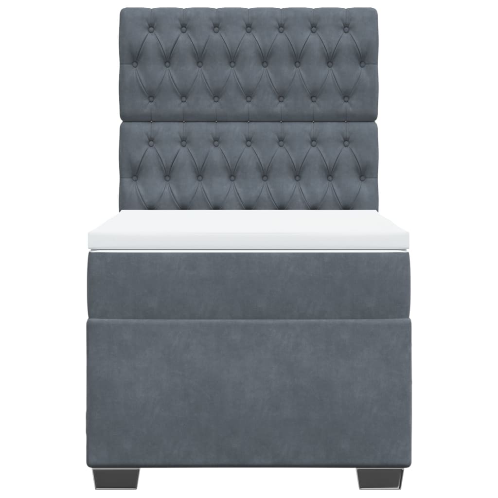 Box spring krevet s madracem tamnosivi 80 x 200 cm baršunasti