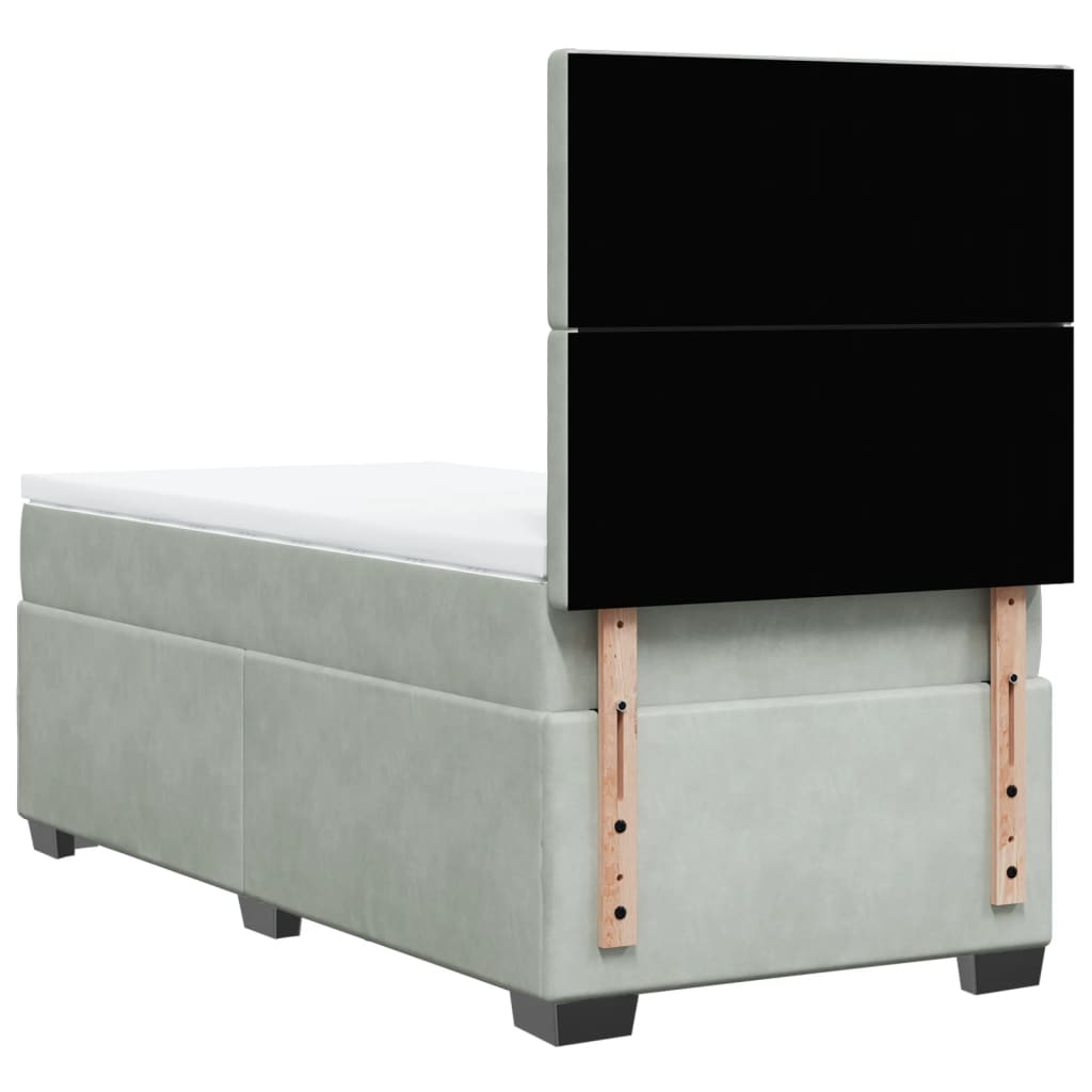 Box spring krevet s madracem svjetlosivi 80 x 200 cm baršunasti