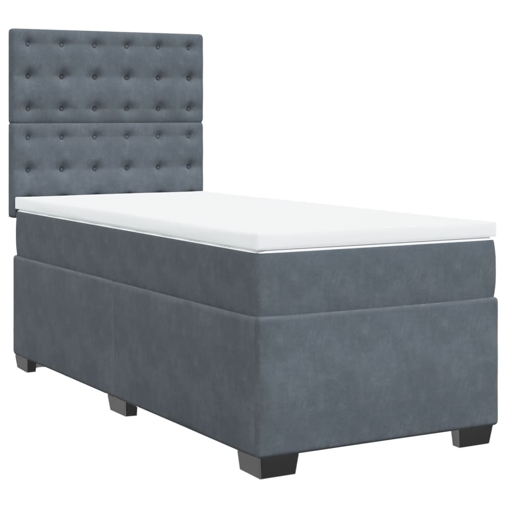 Box spring krevet s madracem tamnosivi 80 x 200 cm baršunasti