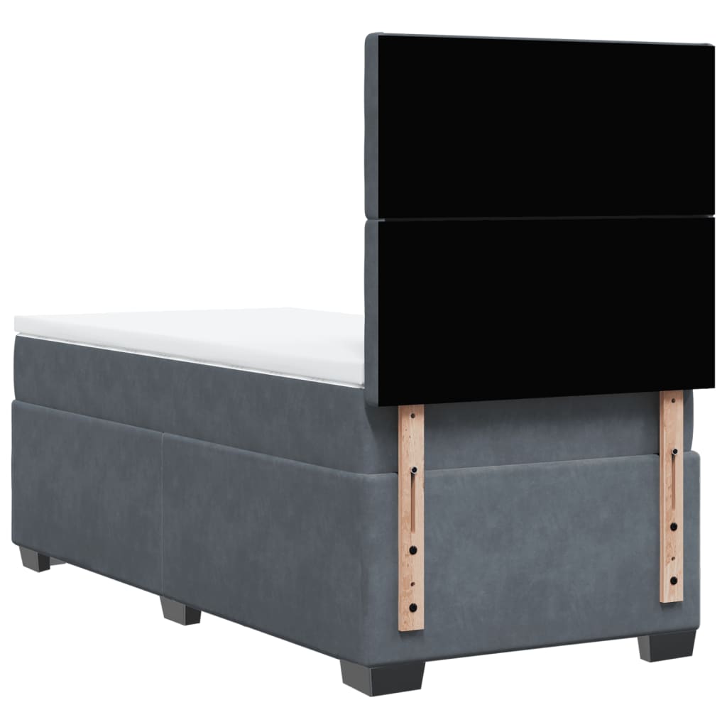 Box spring krevet s madracem tamnosivi 80 x 200 cm baršunasti