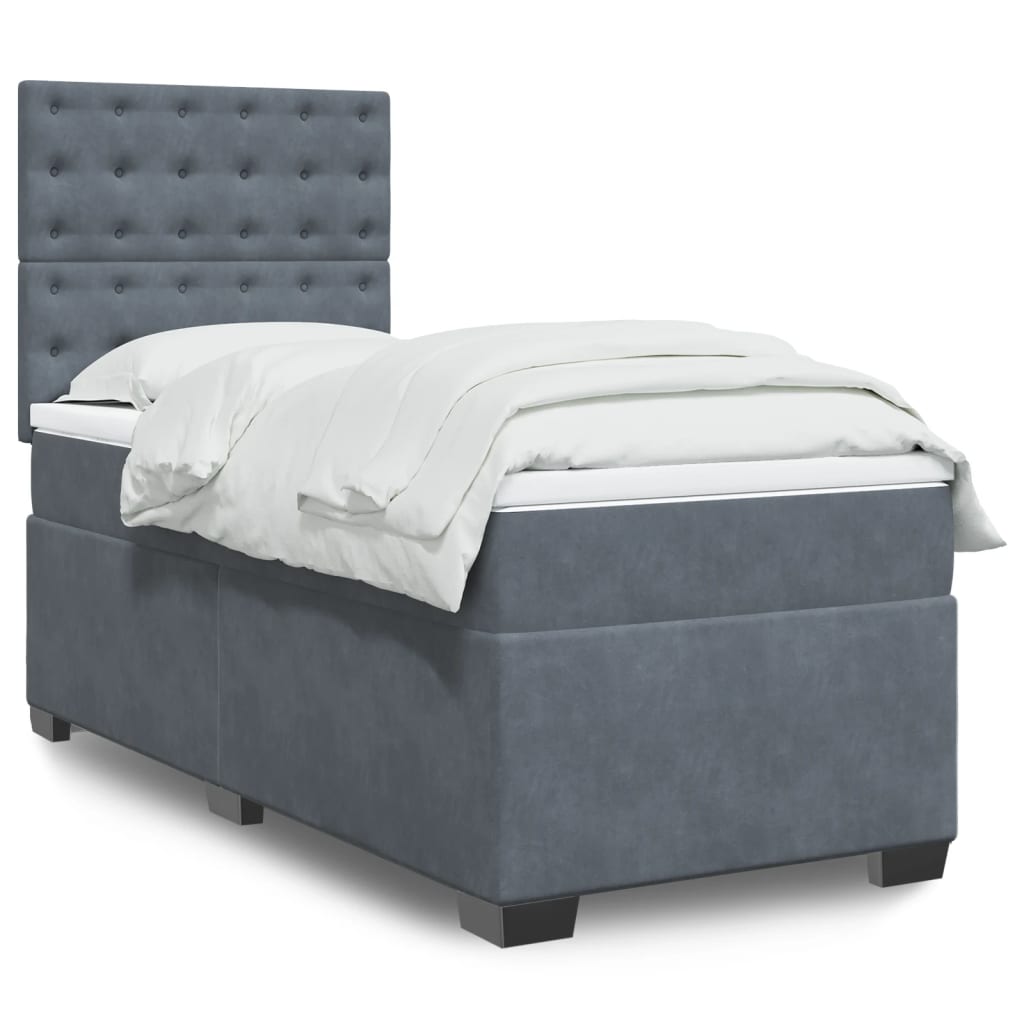 Box spring krevet s madracem tamnosivi 80 x 200 cm baršunasti