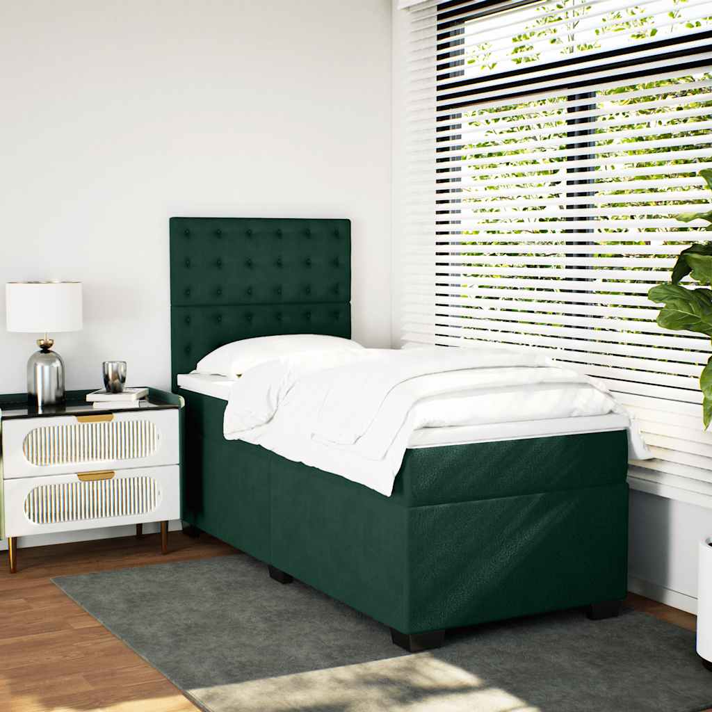 Box spring krevet s madracem tamnozeleni 80 x 200 cm baršunasti