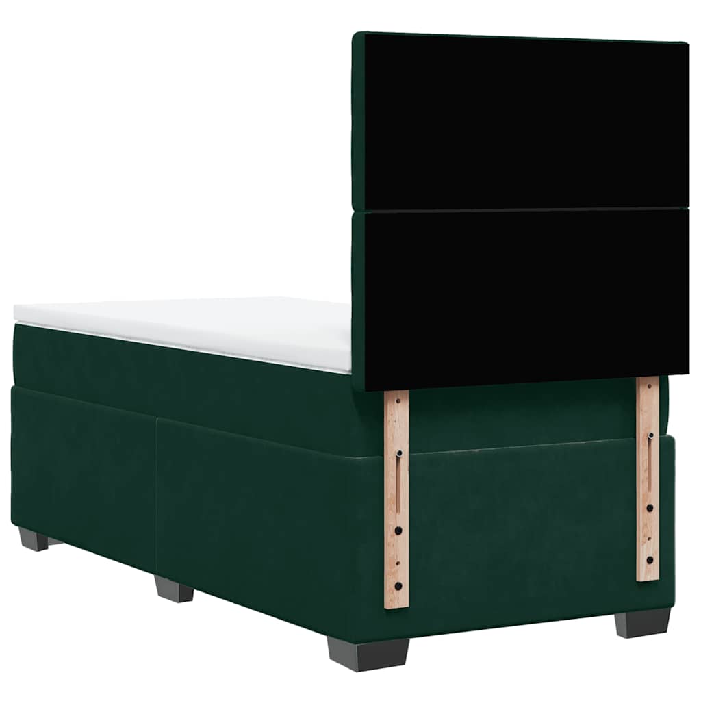 Box spring krevet s madracem tamnozeleni 80 x 200 cm baršunasti