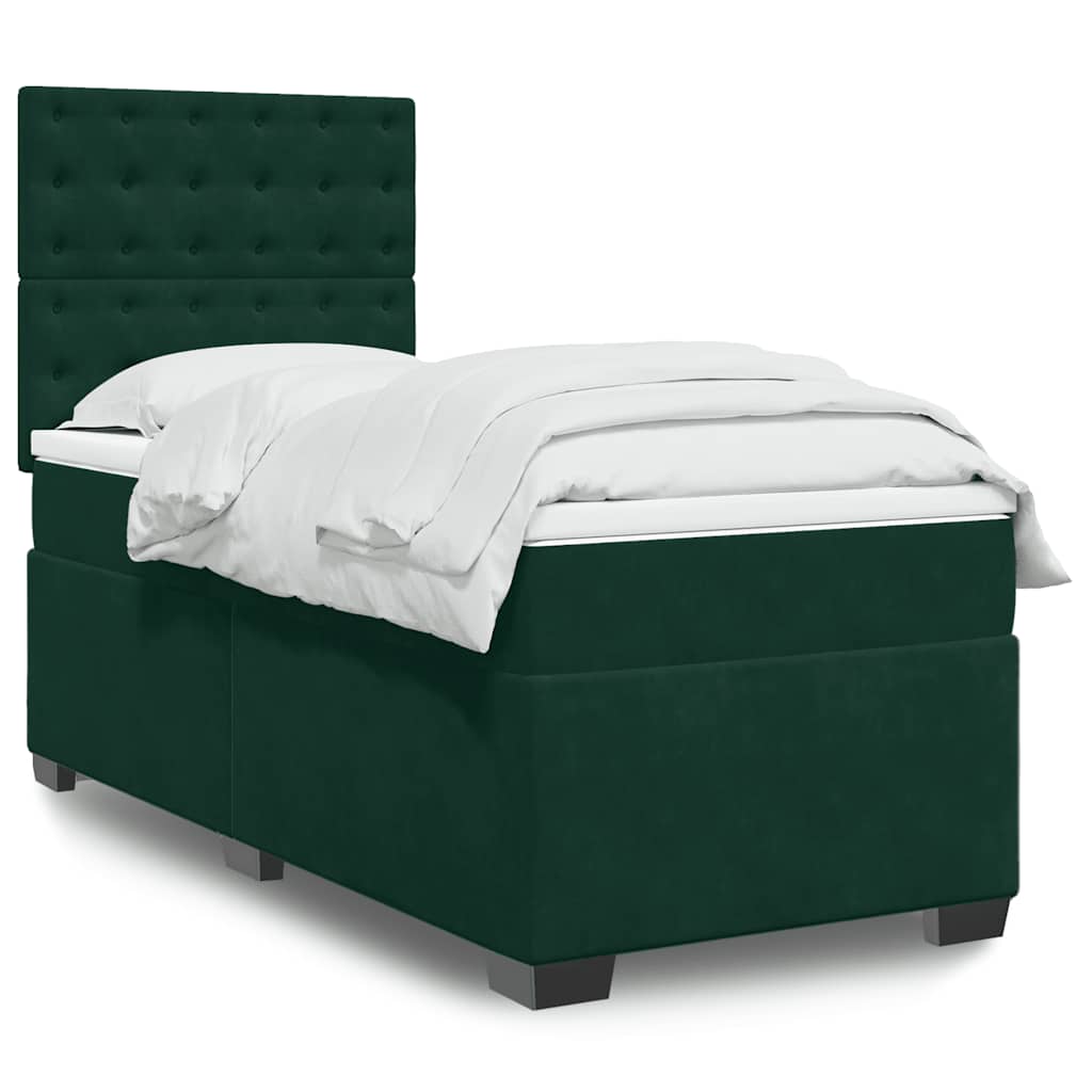 Box spring krevet s madracem tamnozeleni 80 x 200 cm baršunasti