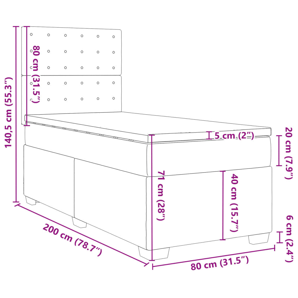 Box spring krevet s madracem ružičasti 80 x 200 cm baršunasti