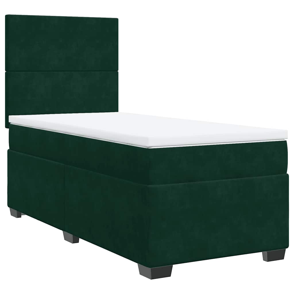 Box spring krevet s madracem tamnozeleni 90x190 cm baršunasti