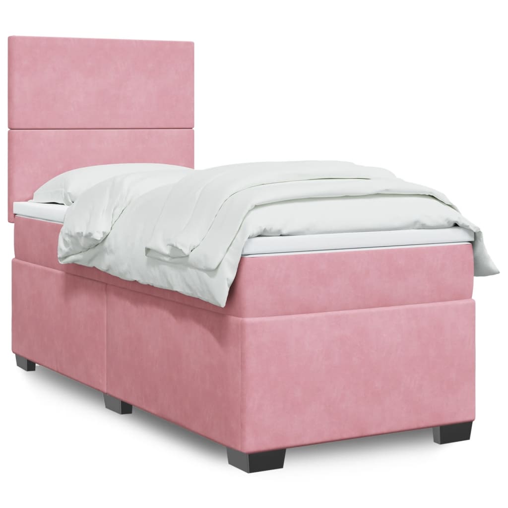 Box spring krevet s madracem ružičasti 90x190 cm baršunasti