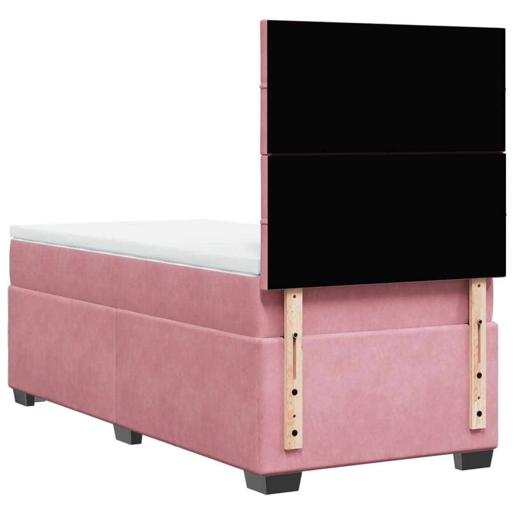 Box spring krevet s madracem ružičasti 90x190 cm baršunasti