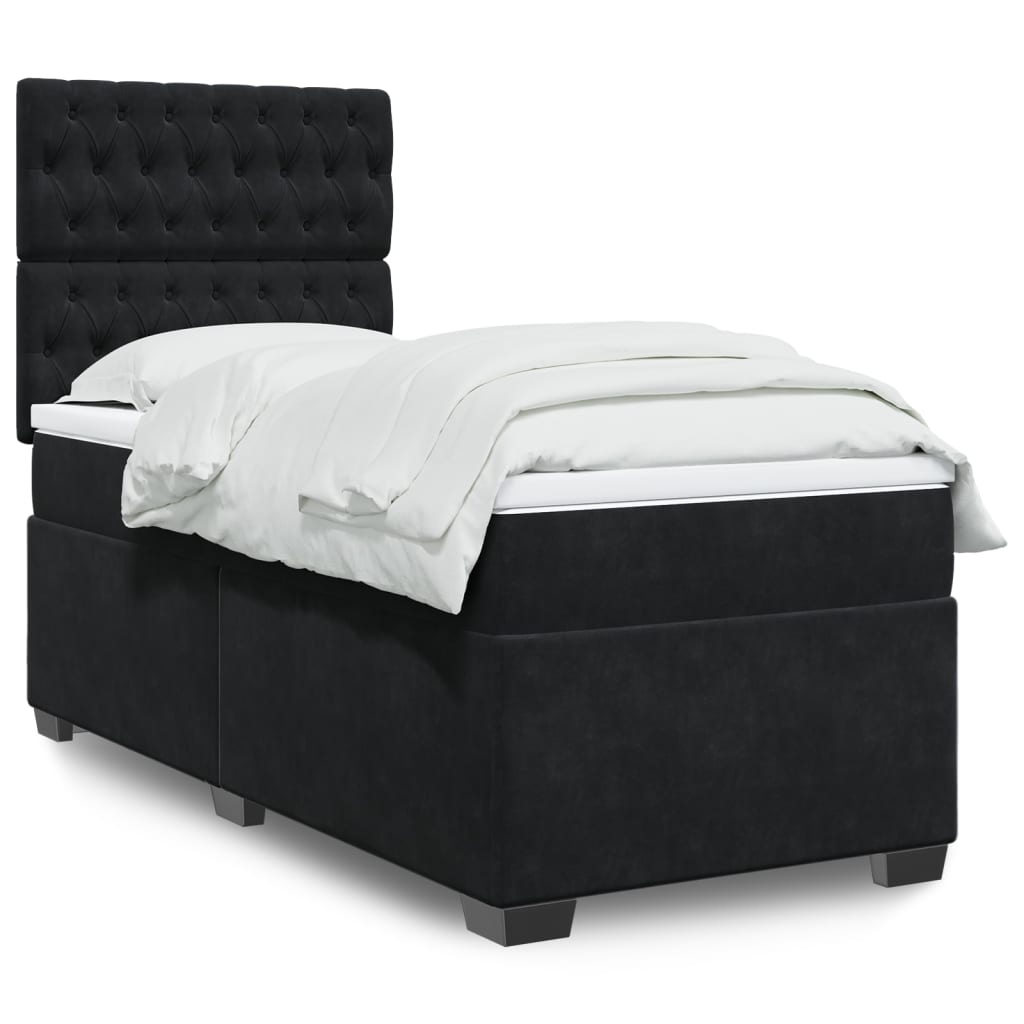 Box spring krevet s madracem crni 90x190 cm baršunasti