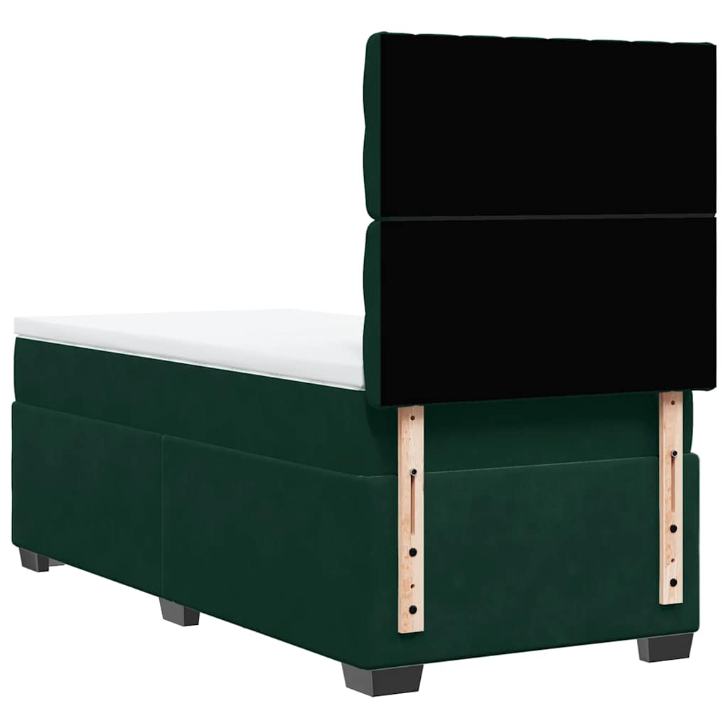 Box spring krevet s madracem tamnozeleni 90x190 cm baršunasti