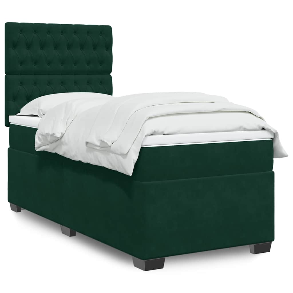 Box spring krevet s madracem tamnozeleni 90x190 cm baršunasti