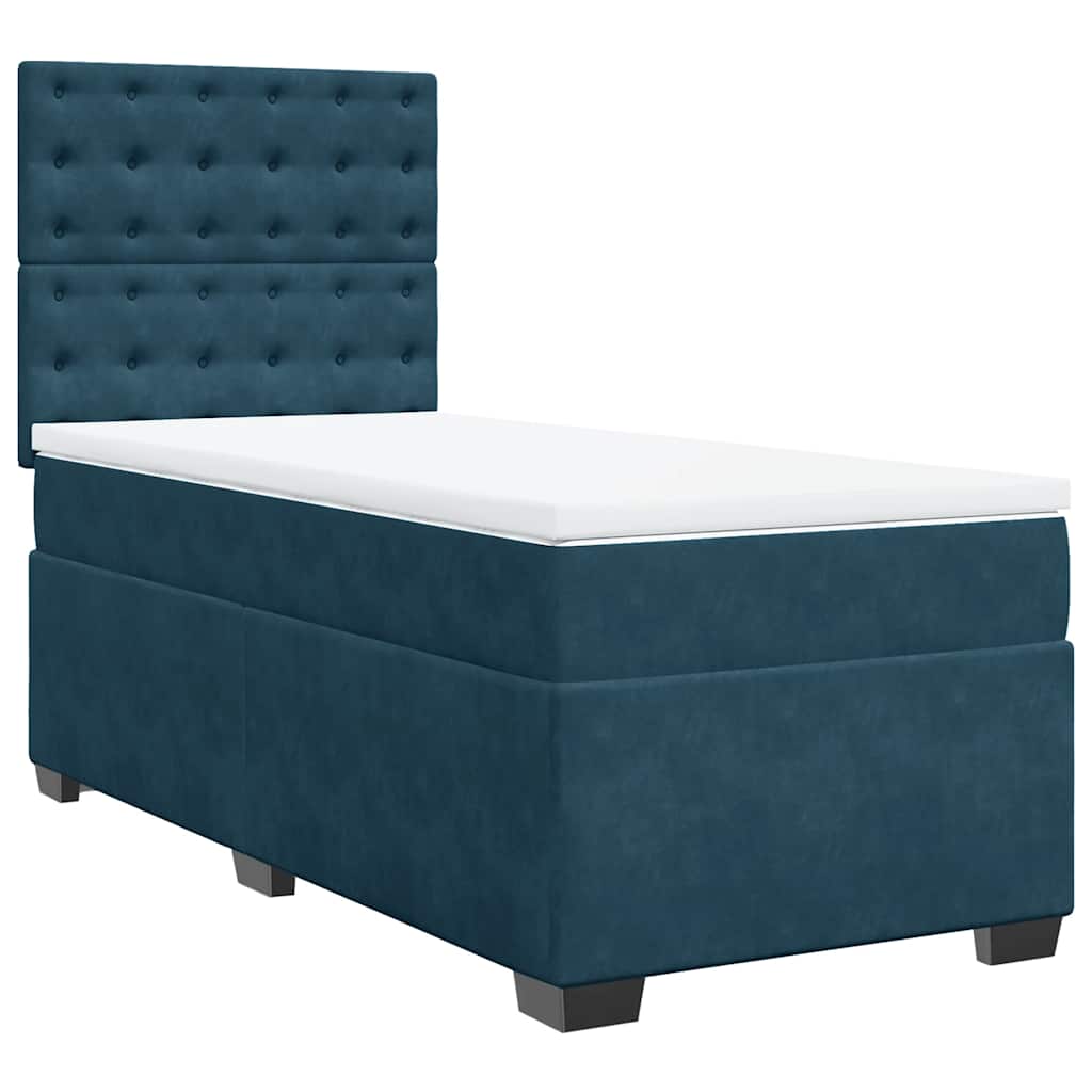 Box spring krevet s madracem plavi 90x190 cm baršunasti
