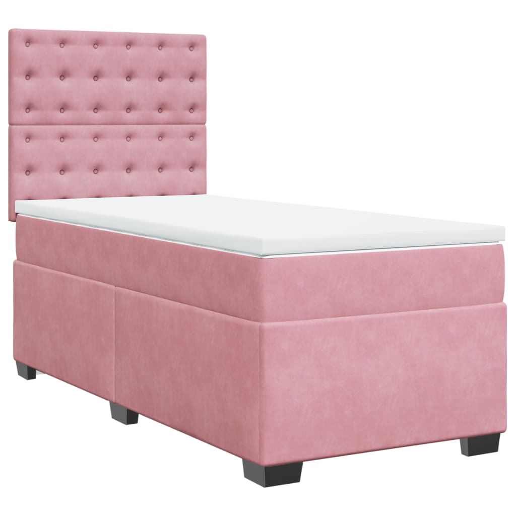 Box spring krevet s madracem ružičasti 90x190 cm baršunasti