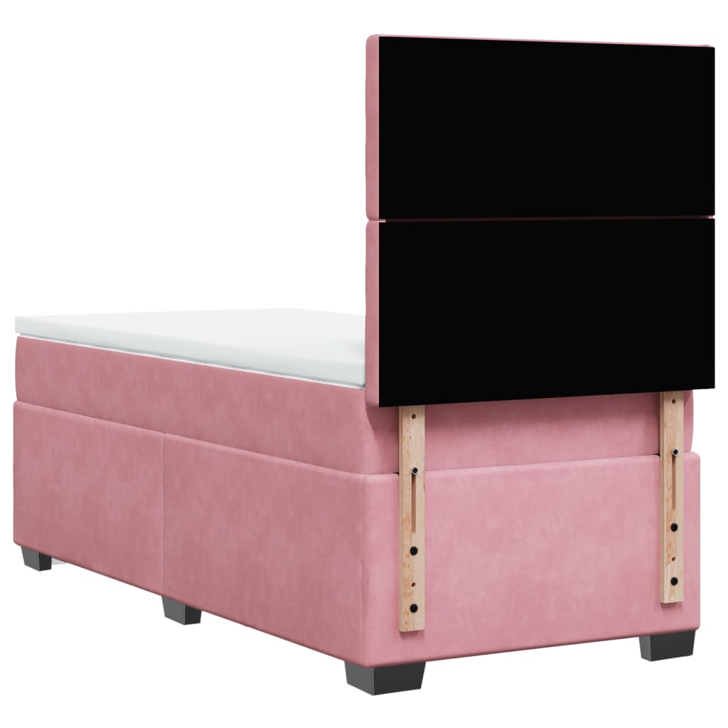 Box spring krevet s madracem ružičasti 90x190 cm baršunasti