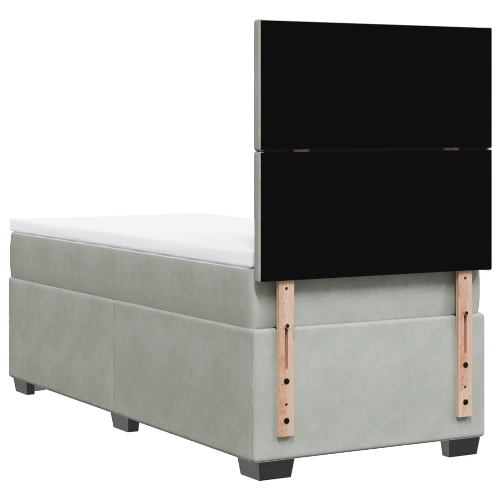 Box spring krevet s madracem svjetlosivi 90x190 cm baršunasti