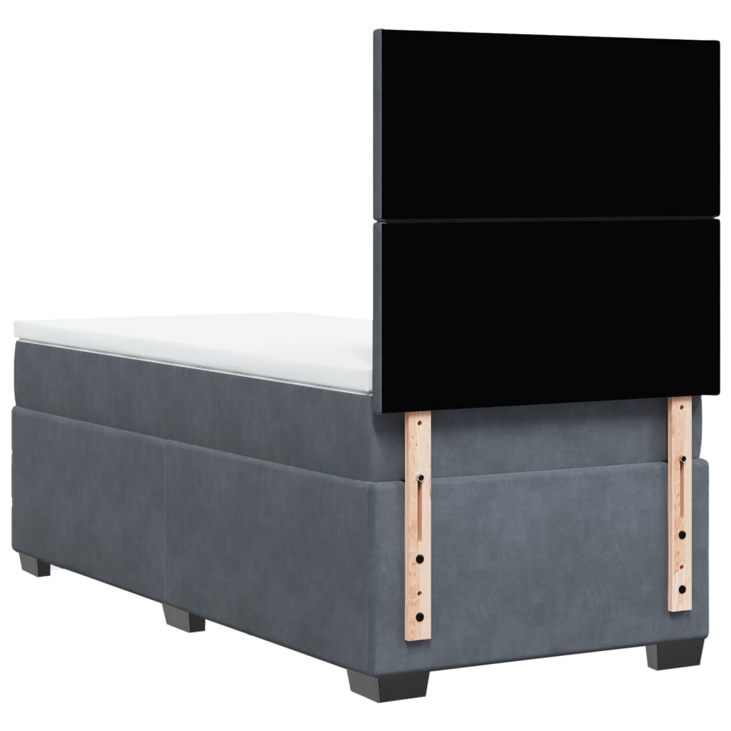 Box spring krevet s madracem tamnosivi 90x200 cm baršunasti