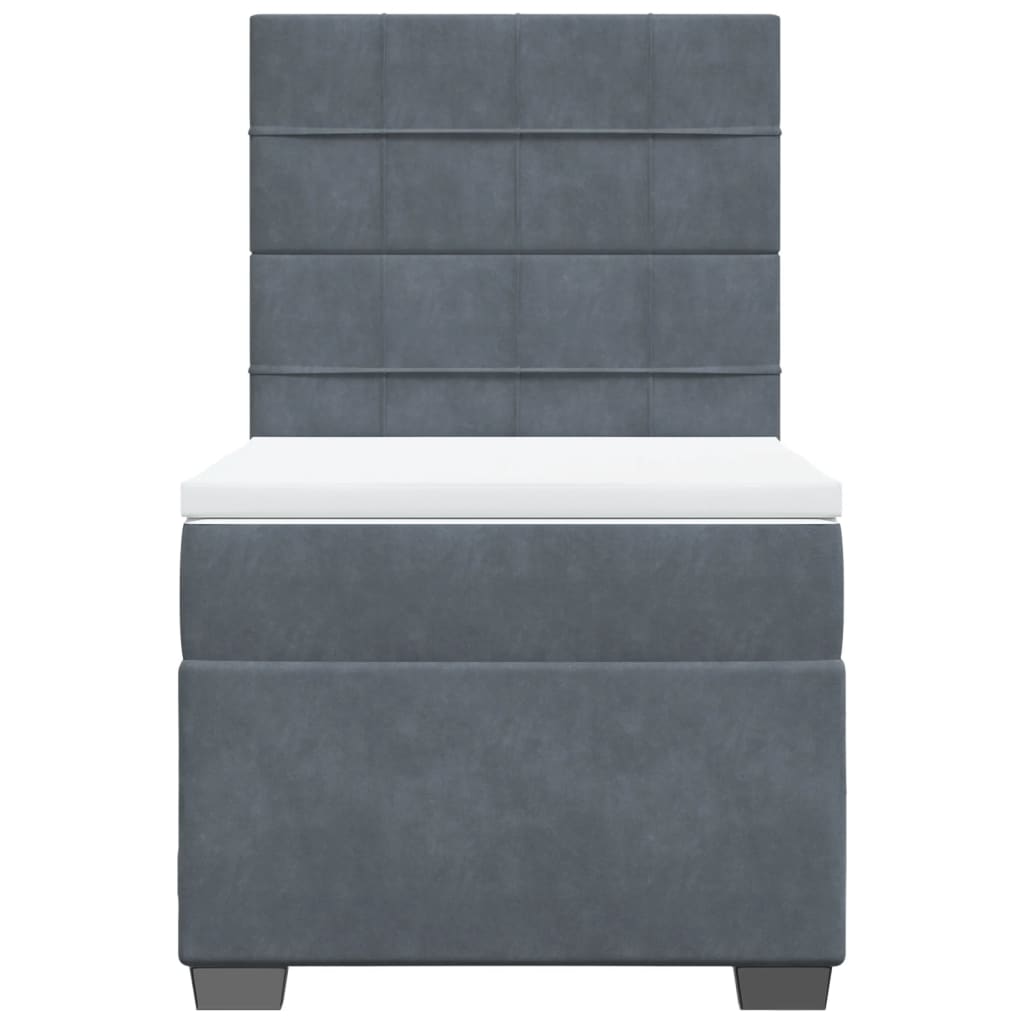 Box spring krevet s madracem tamnosivi 90x200 cm baršunasti