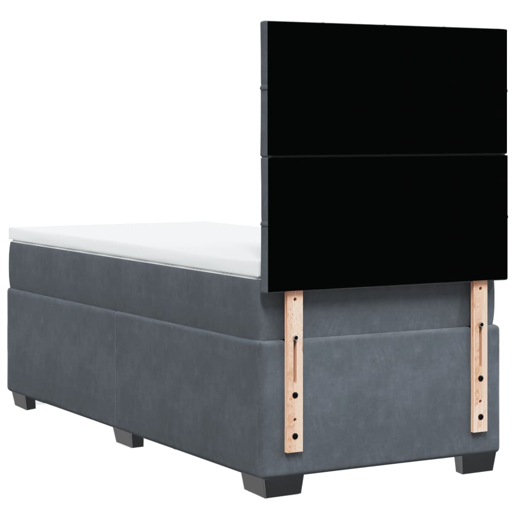 Box spring krevet s madracem tamnosivi 90x200 cm baršunasti