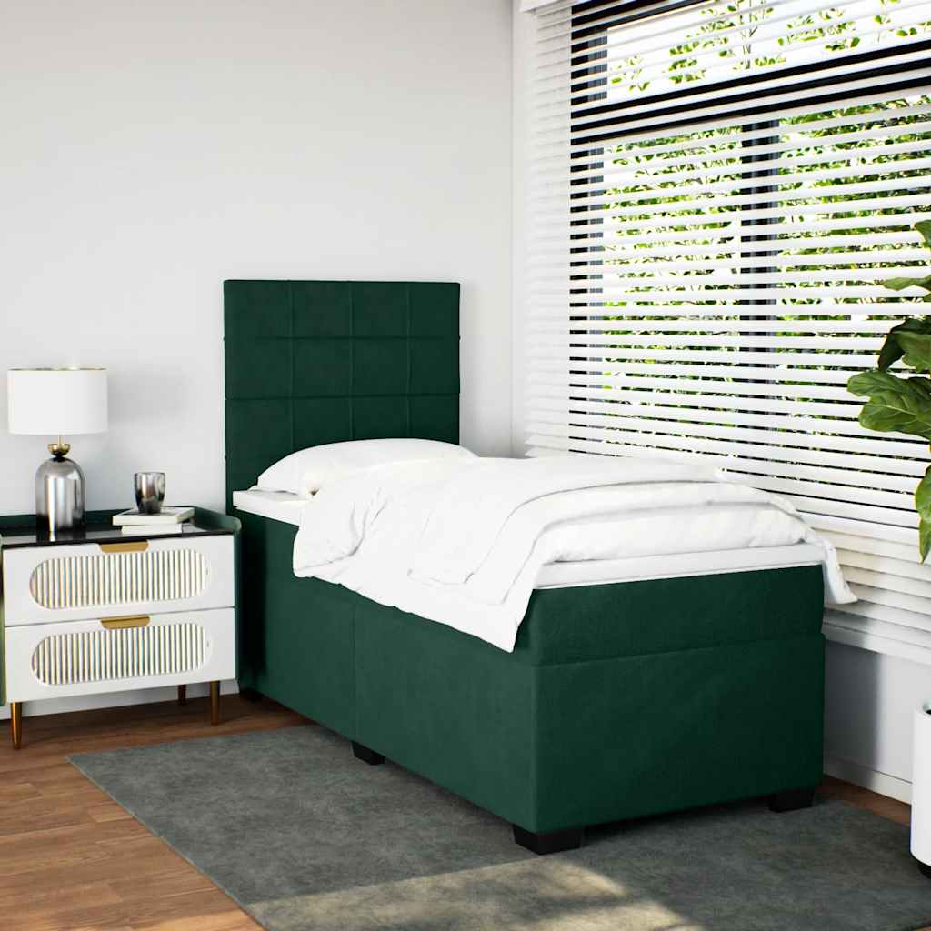 Box spring krevet s madracem tamnozeleni 90x200 cm baršunasti