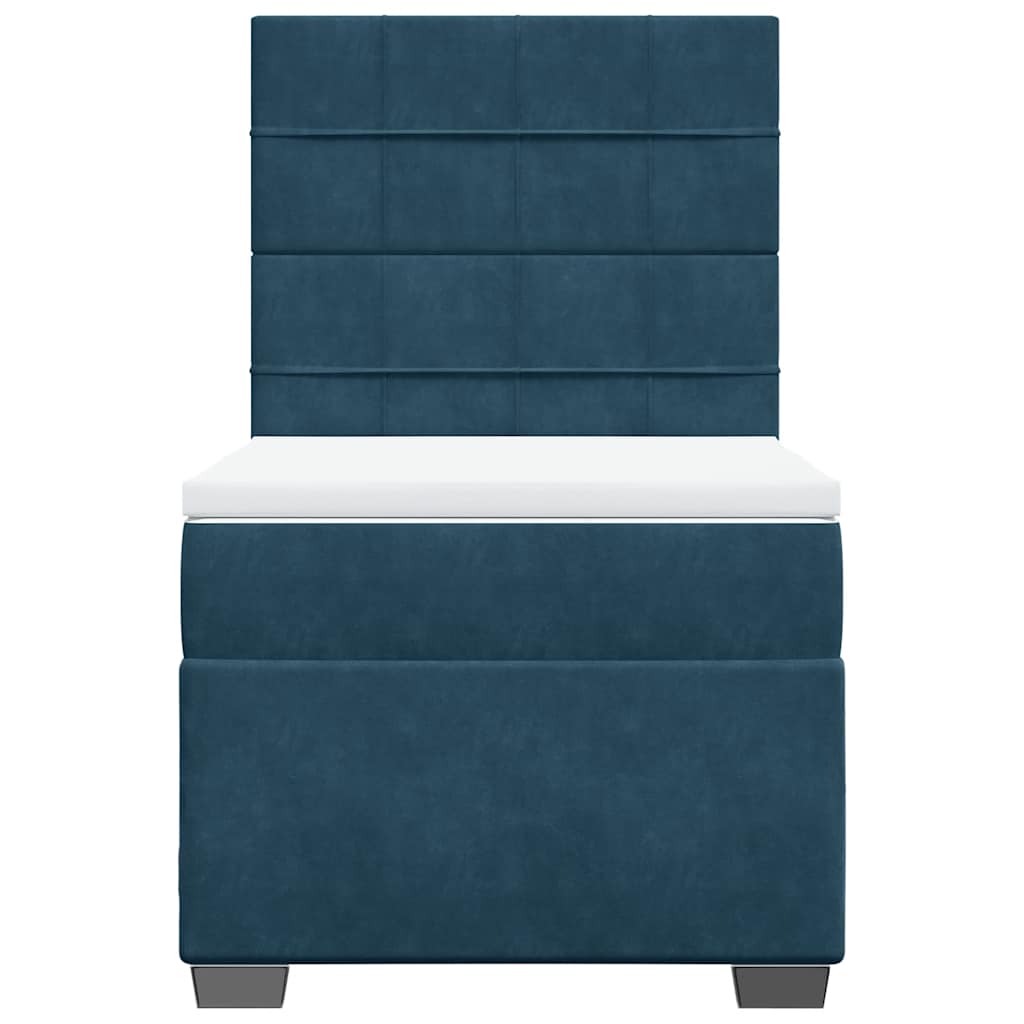 Box spring krevet s madracem plavi 90x200 cm baršunasti